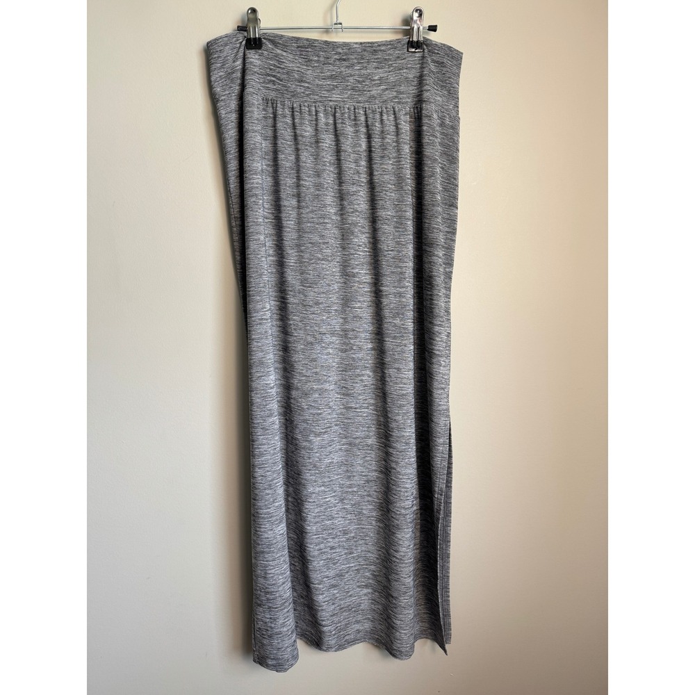 AB Studio Womens Gray Space Dye Maxi Skirt L Athleisure Casual Stretch Lounge